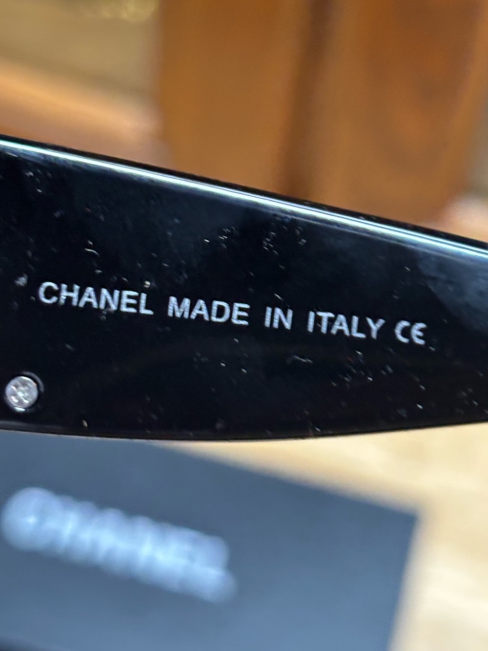 Classic CHANEL Logo Black Shield Sunglasses with Across Lens - Picture 3 of 3